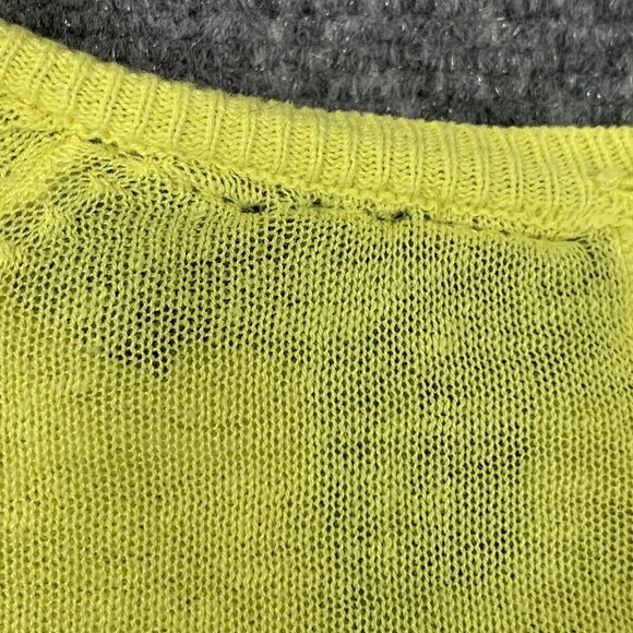 Cynthia Rowley Linen Blend Sweater Women M Yellow Light Weight Knit 3/4 Sleeve - Picture 9 of 9
